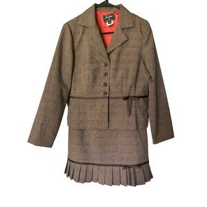 Sweet Suit Petite Women's Coffee Brown 2 Piece Skirt Set.